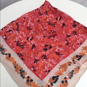 Vintage square scarf red floral Robinson Golluber